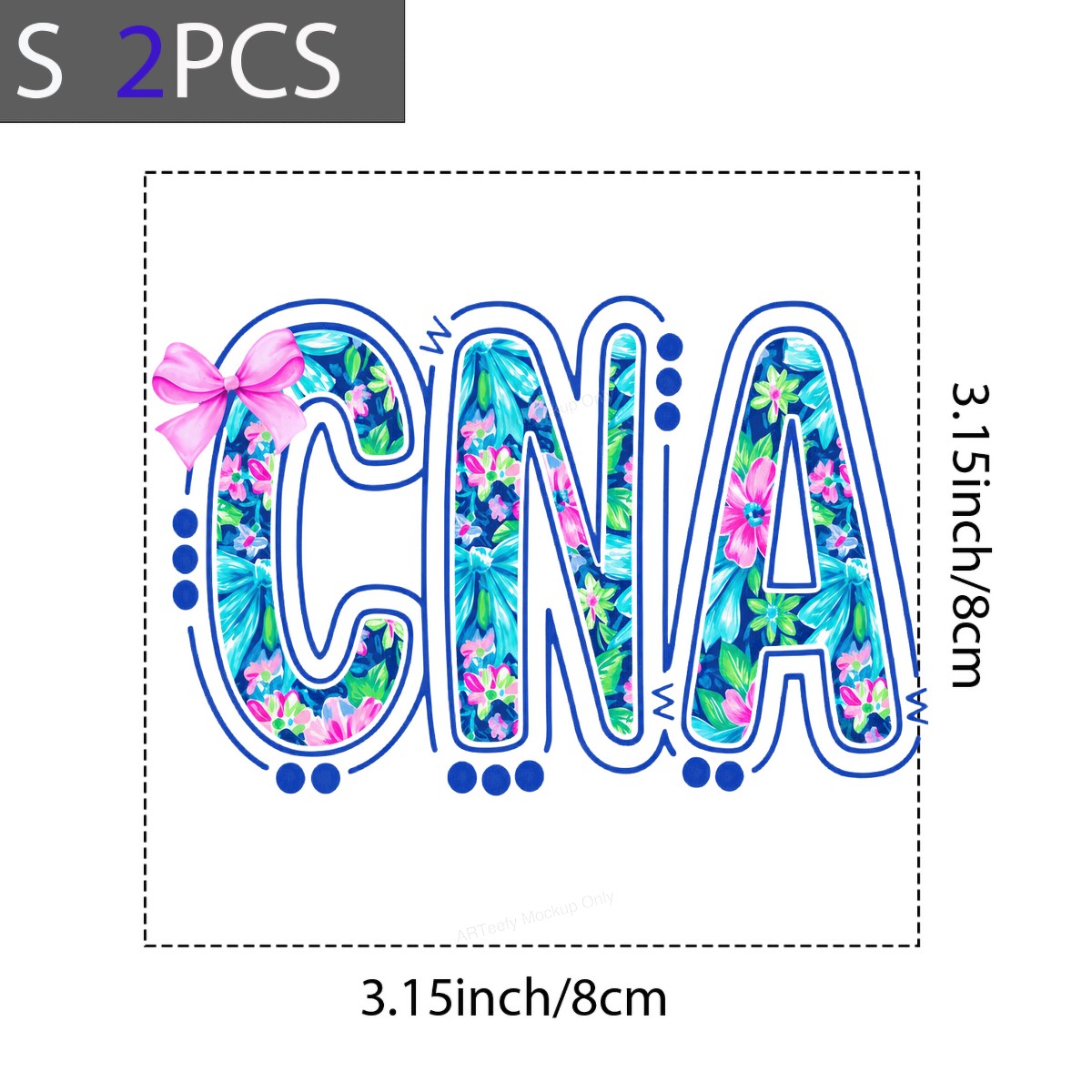 DTF Transfer CNA Floral Letters with Pink Bow Graphic for T Shirts Hoodies and Tote Bags - 8