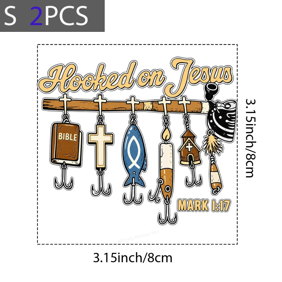 Christian Heat Transfer Hooked on Jesus Fishing Rod Bible Verse Graphic for T Shirts Hoodies and Christian Apparel - 8