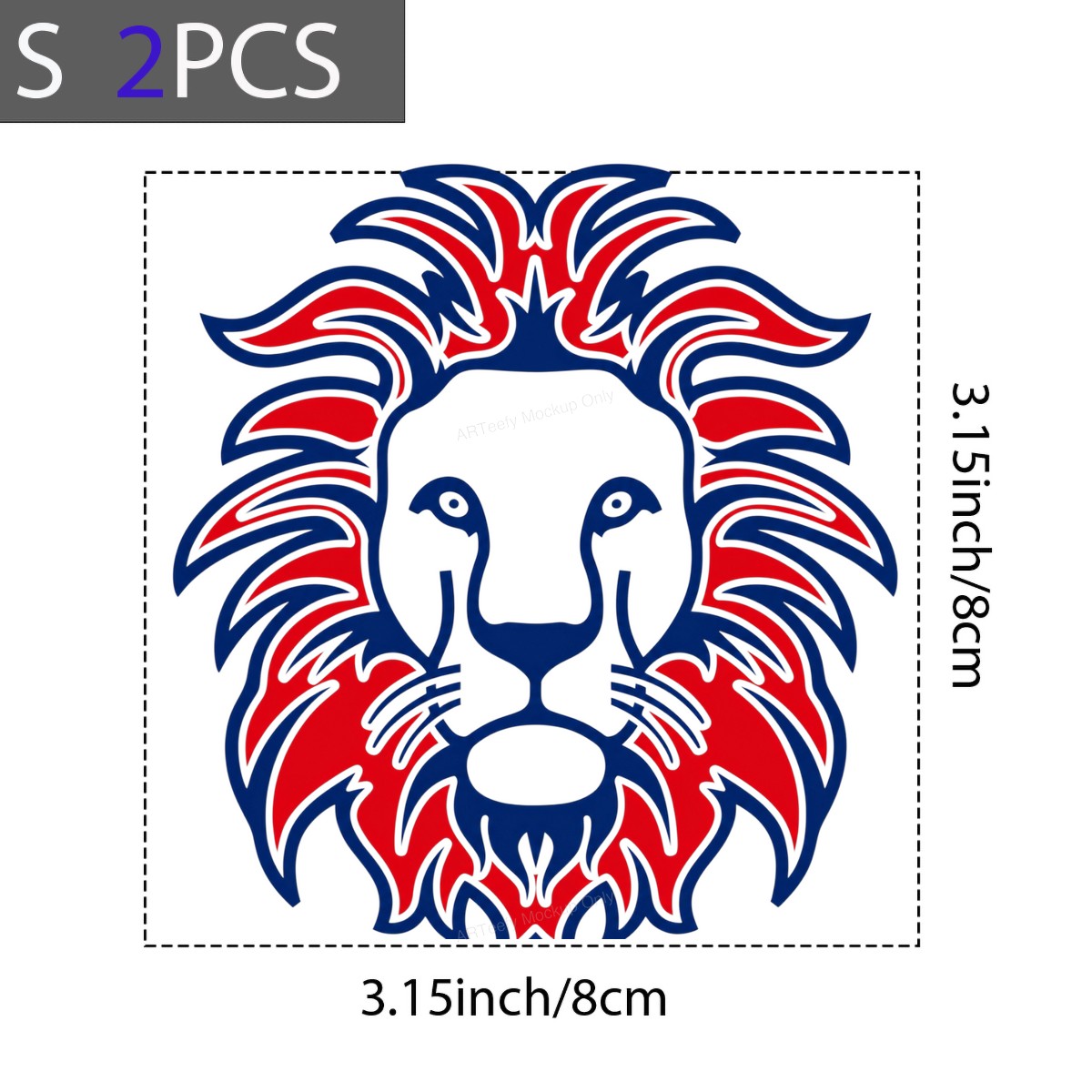 DTF Heat Transfer Bold Red and Blue Lion Head Graphic for T Shirts Hoodies and Tote Bags - 8