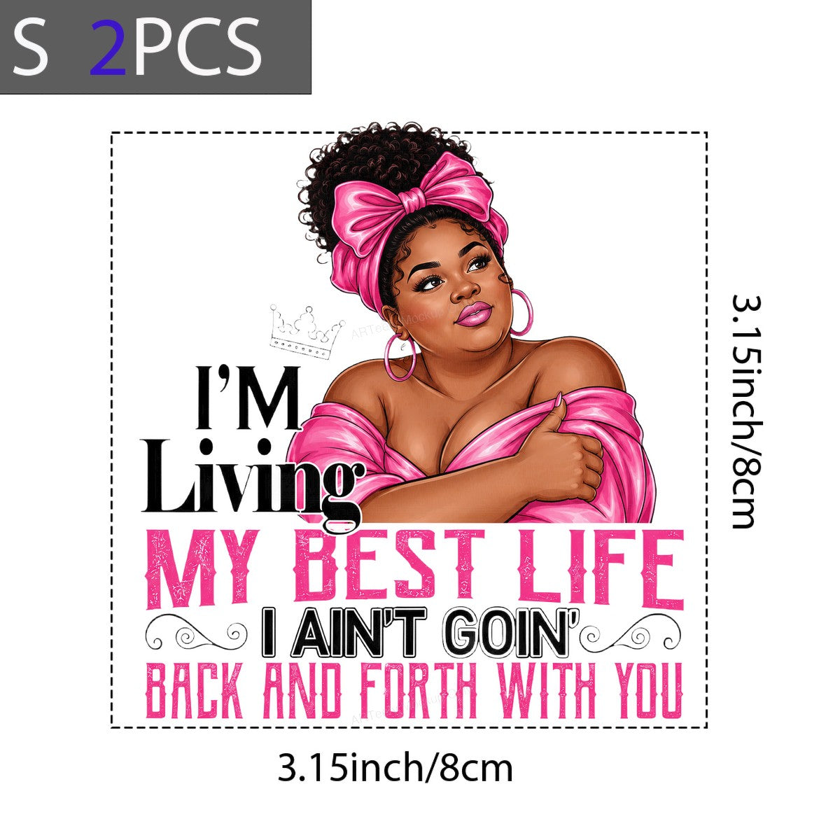 DTF Heat Transfer Living My Best Life Confident Woman in Pink Graphic for T Shirts Hoodies and Tote Bags - 8