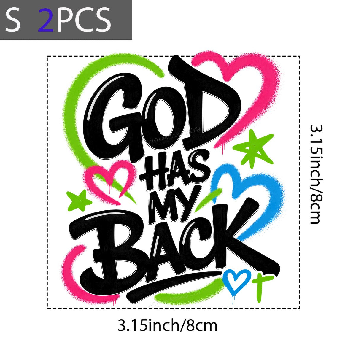 Christian Heat Transfer God Has My Back Graffiti Hearts Graphic for T Shirts Hoodies and Tote Bags - 8