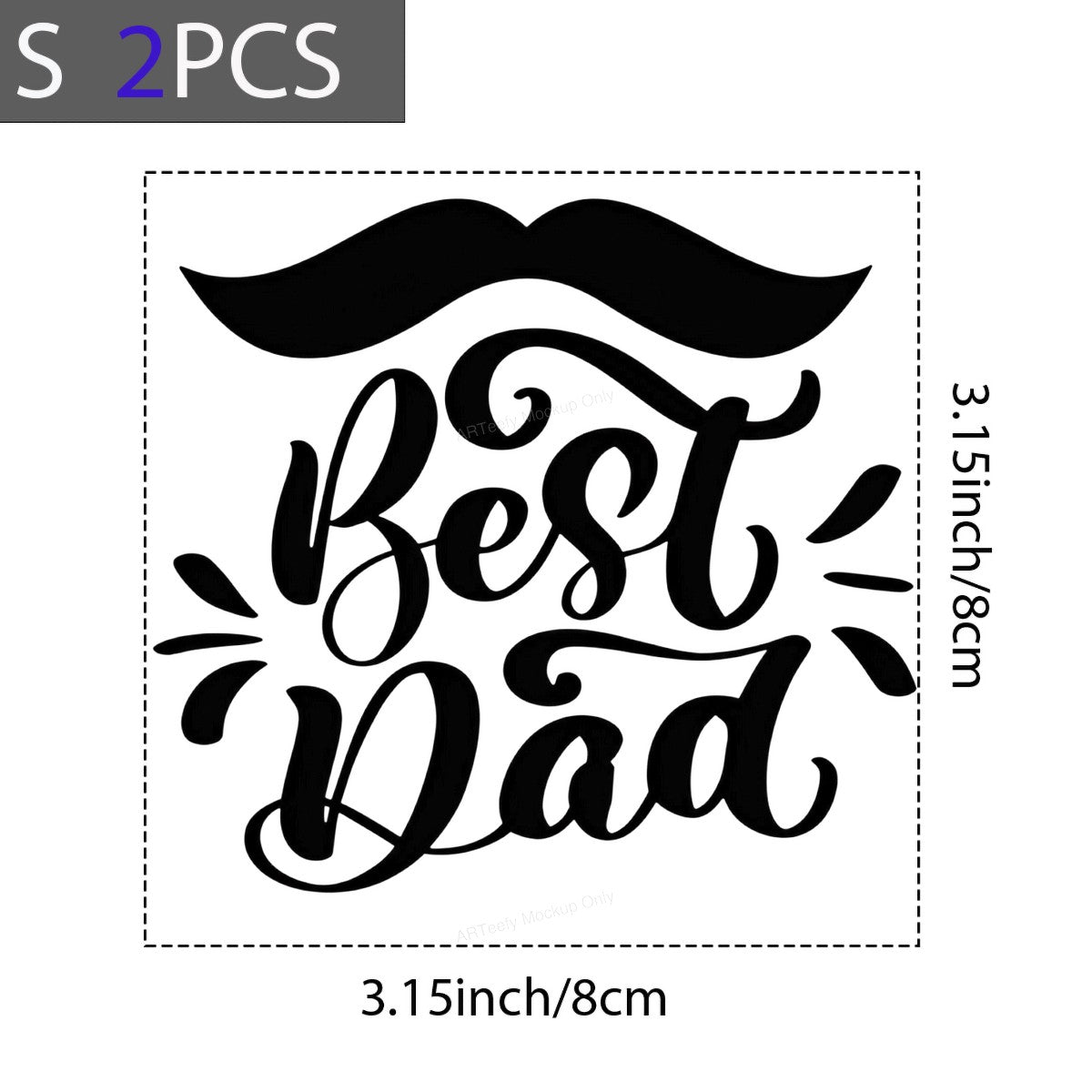 DTF Heat Transfer Best Dad Mustache Script Quote Graphic for T Shirts Hoodies and Gifts - 8