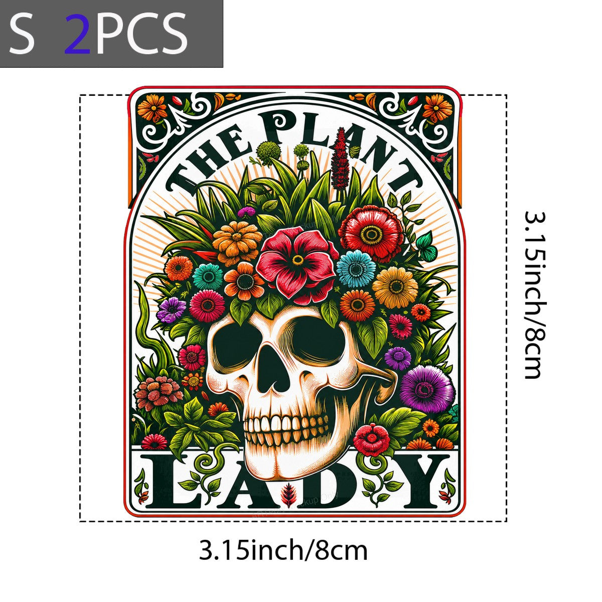DTF Transfer The Plant Lady Skull with Colorful Floral Hair Graphic for T Shirts Hoodies and Tote Bags - 8