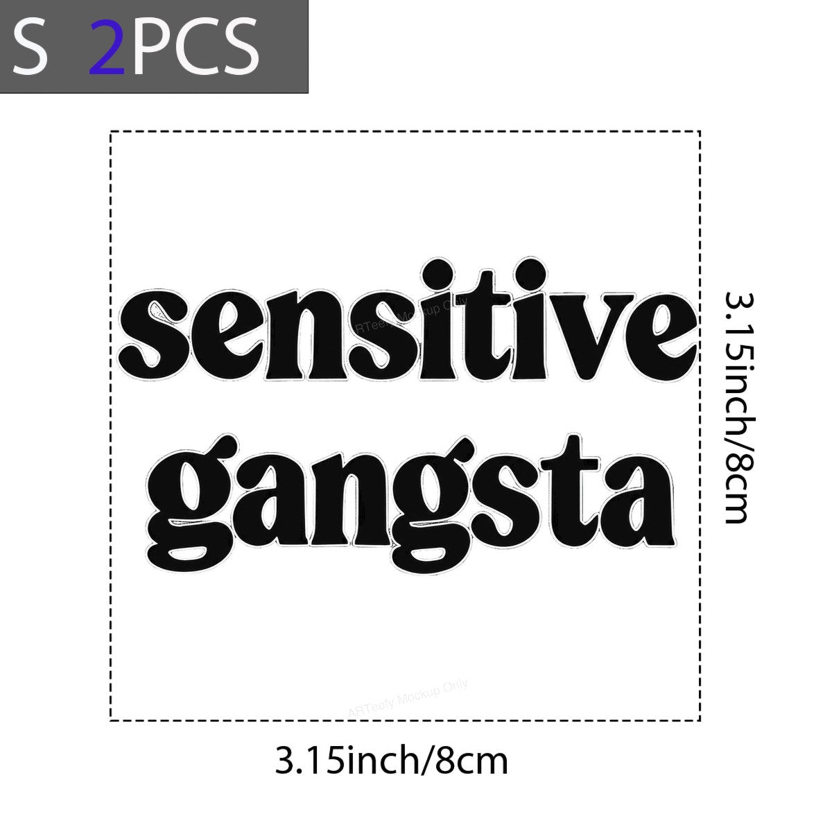 Funny Graphic Transfer “Sensitive Gangsta” Bold Retro Lettering for T Shirts Hoodies and Casual Wear - 8