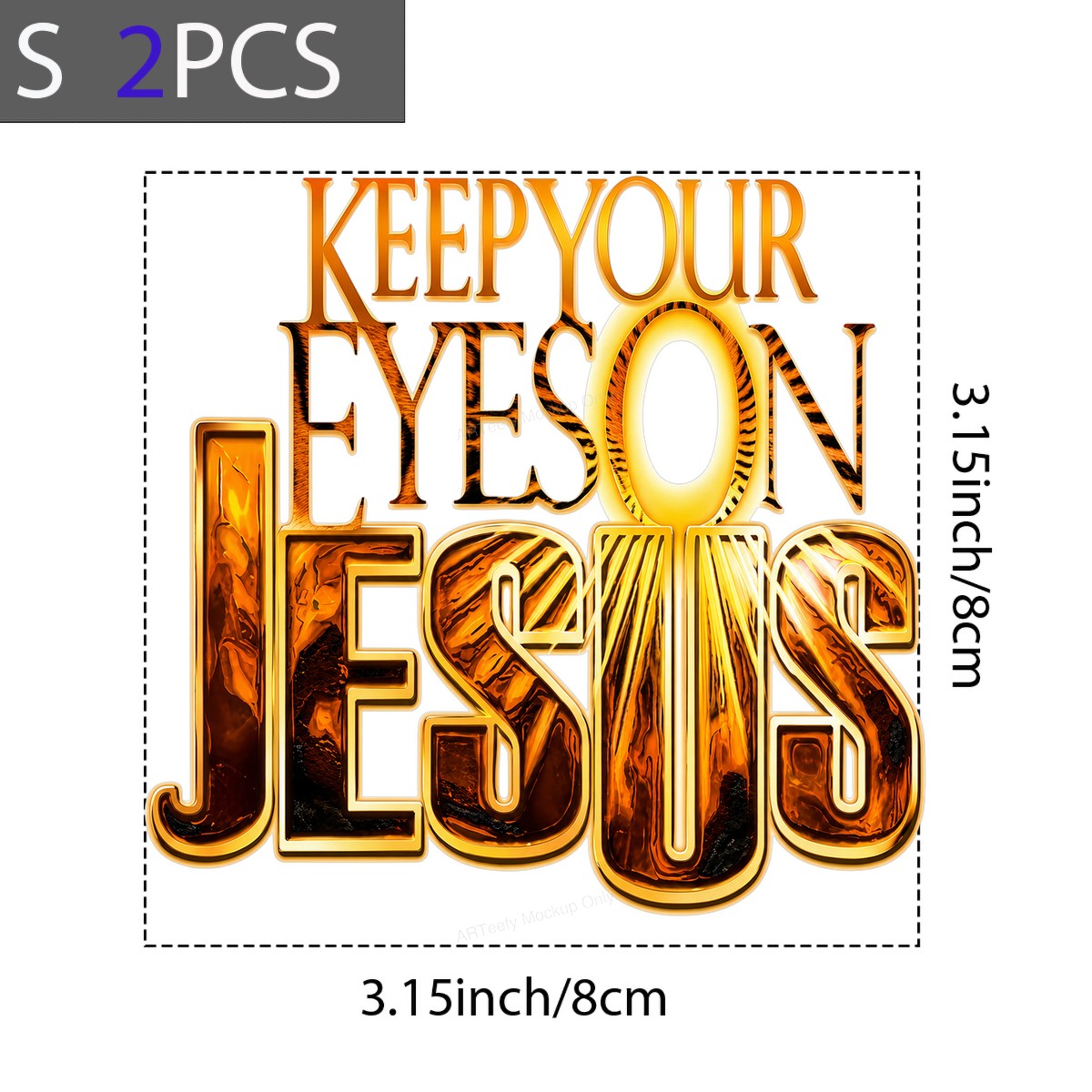 Christian Heat Transfer Keep Your Eyes On Jesus Gold Lettering Graphic for T Shirts Hoodies and Christian Apparel - 8