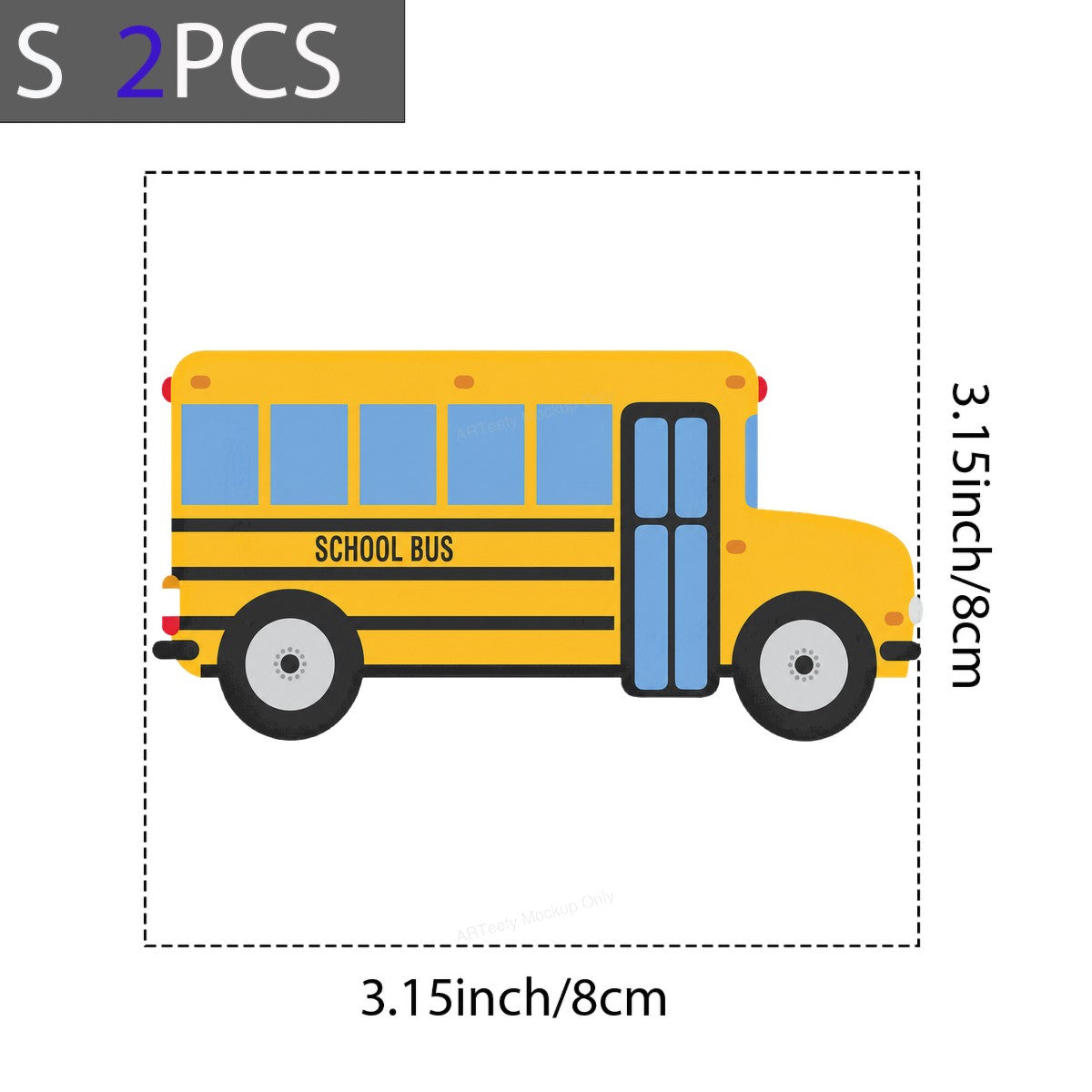DTF Transfer Yellow School Bus Cartoon Graphic for T Shirts Hoodies and Teacher Gifts - 8