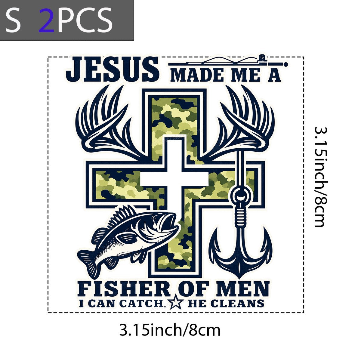 Christian Heat Transfer Jesus Made Me a Fisher of Men Camo Cross Anchor Graphic for T Shirts Hoodies and Gifts - 8