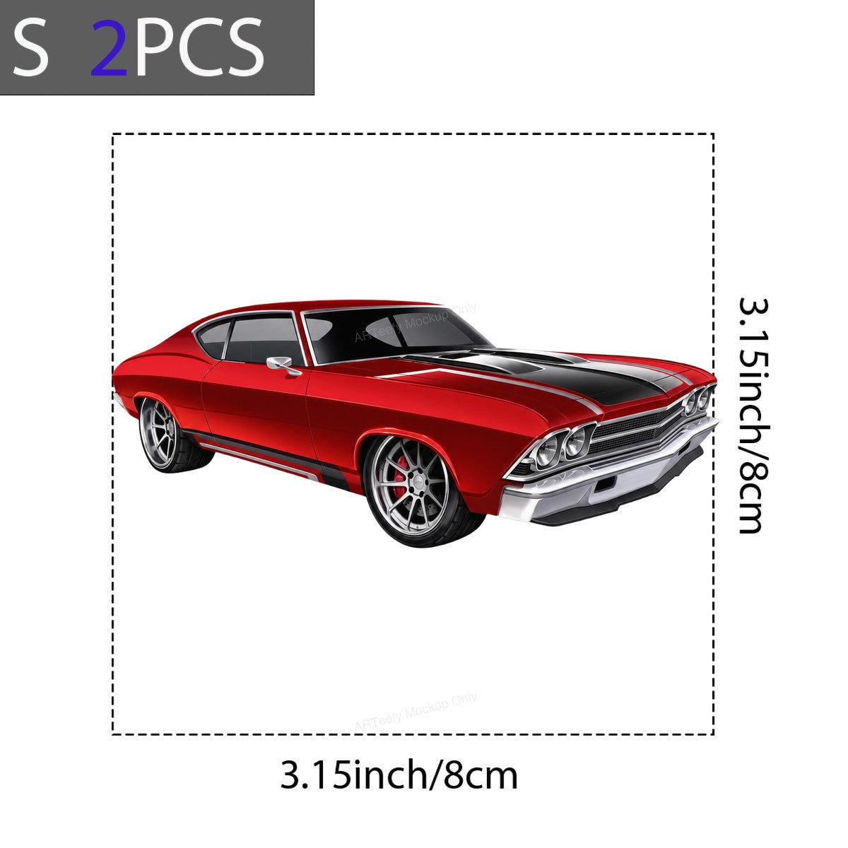 DTF Transfer Red Classic Muscle Car with Racing Stripes Graphic for T Shirts Hoodies and Car Enthusiast Gifts - 8