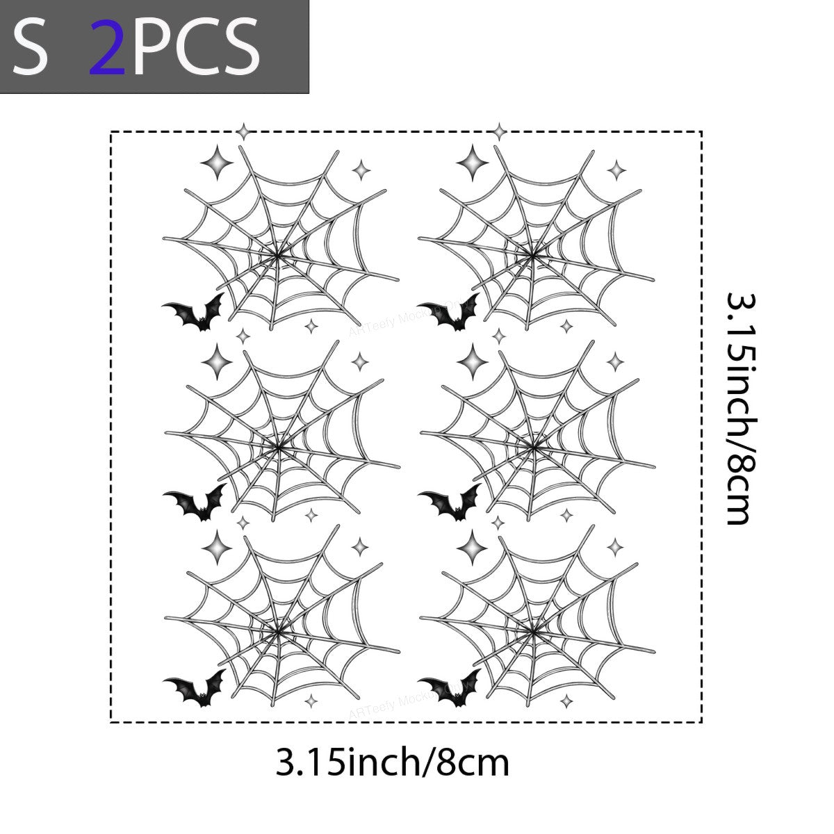 DTF Heat Transfer Halloween Spider Web with Bat and Star Graphic for T Shirts Hoodies and Tote Bags - 8