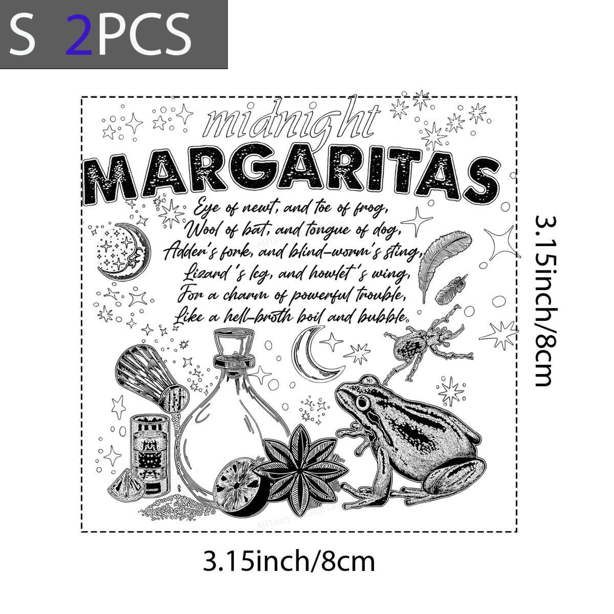 DTF Transfer Midnight Margaritas Witchy Cocktail Spell Graphic for T Shirts Hoodies and Party Apparel - 8
