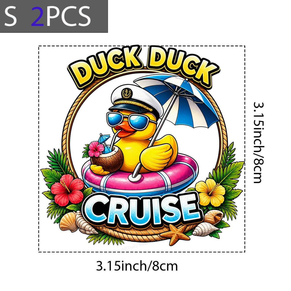 DTF Transfer Duck Duck Cruise Captain Duck Tropical Graphic for Cruise Shirts and Vacation Apparel - 8