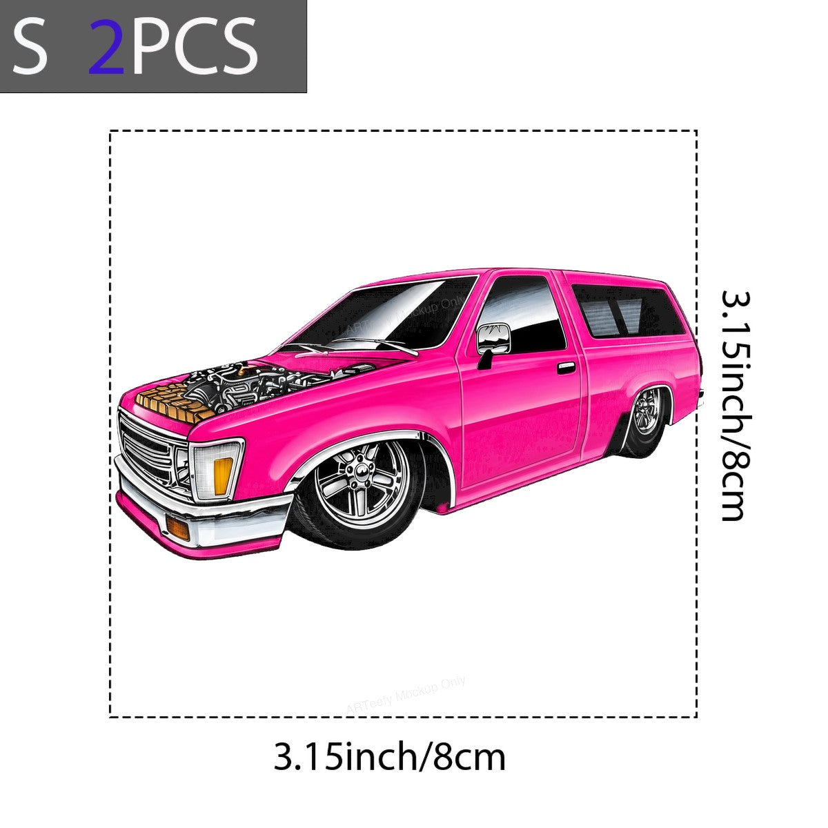 DTF Transfer Hot Pink Lowrider Truck Engine Graphic for T Shirts Hoodies and Car Enthusiast Gifts - 8