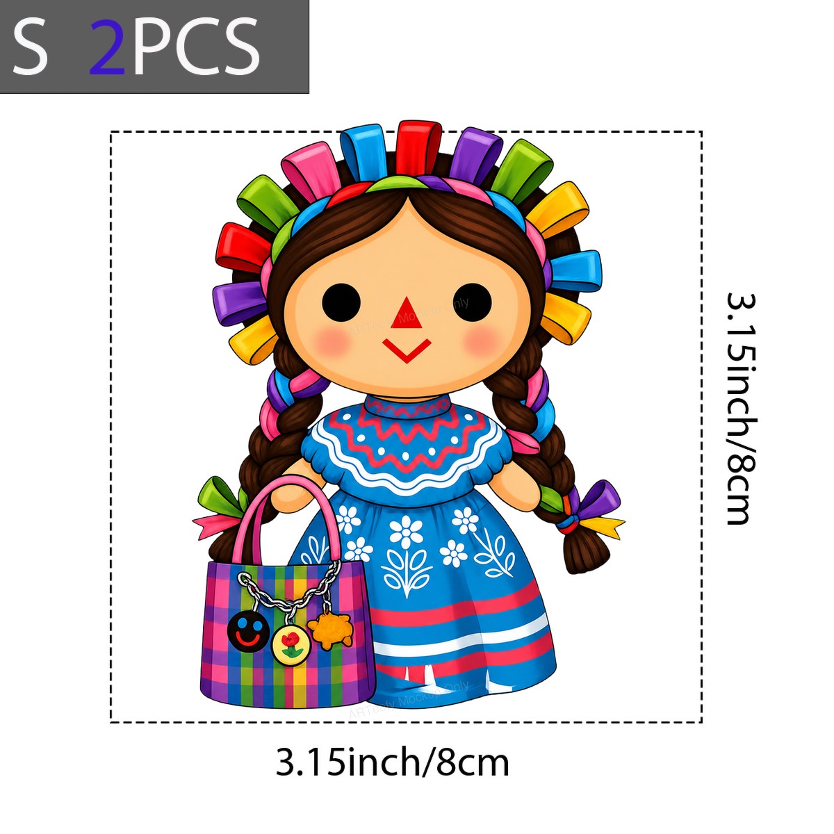 DTF Transfer Cute Mexican Doll in Traditional Dress Colorful Graphic for T Shirts Hoodies and Tote Bags - 8