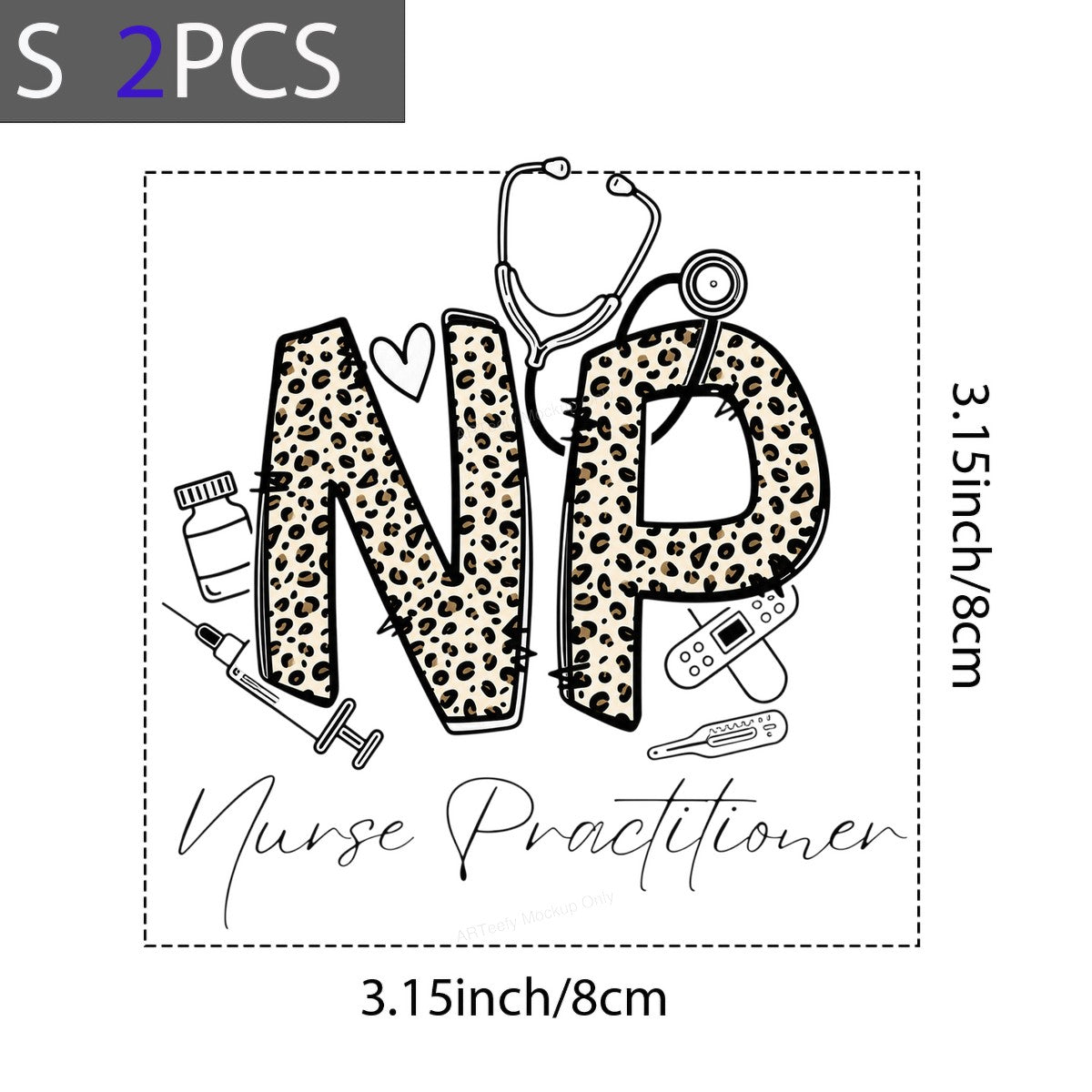 DTF Transfer NP Nurse Practitioner Leopard Print Medical Graphic for T Shirts Hoodies and Work Apparel - 8
