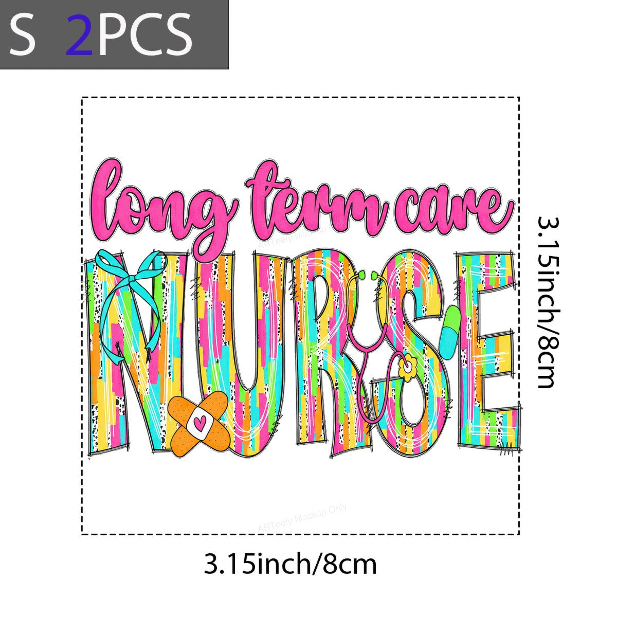DTF Transfer Long Term Care Nurse Colorful Medical Graphic for T Shirts Hoodies and Work Apparel - 8