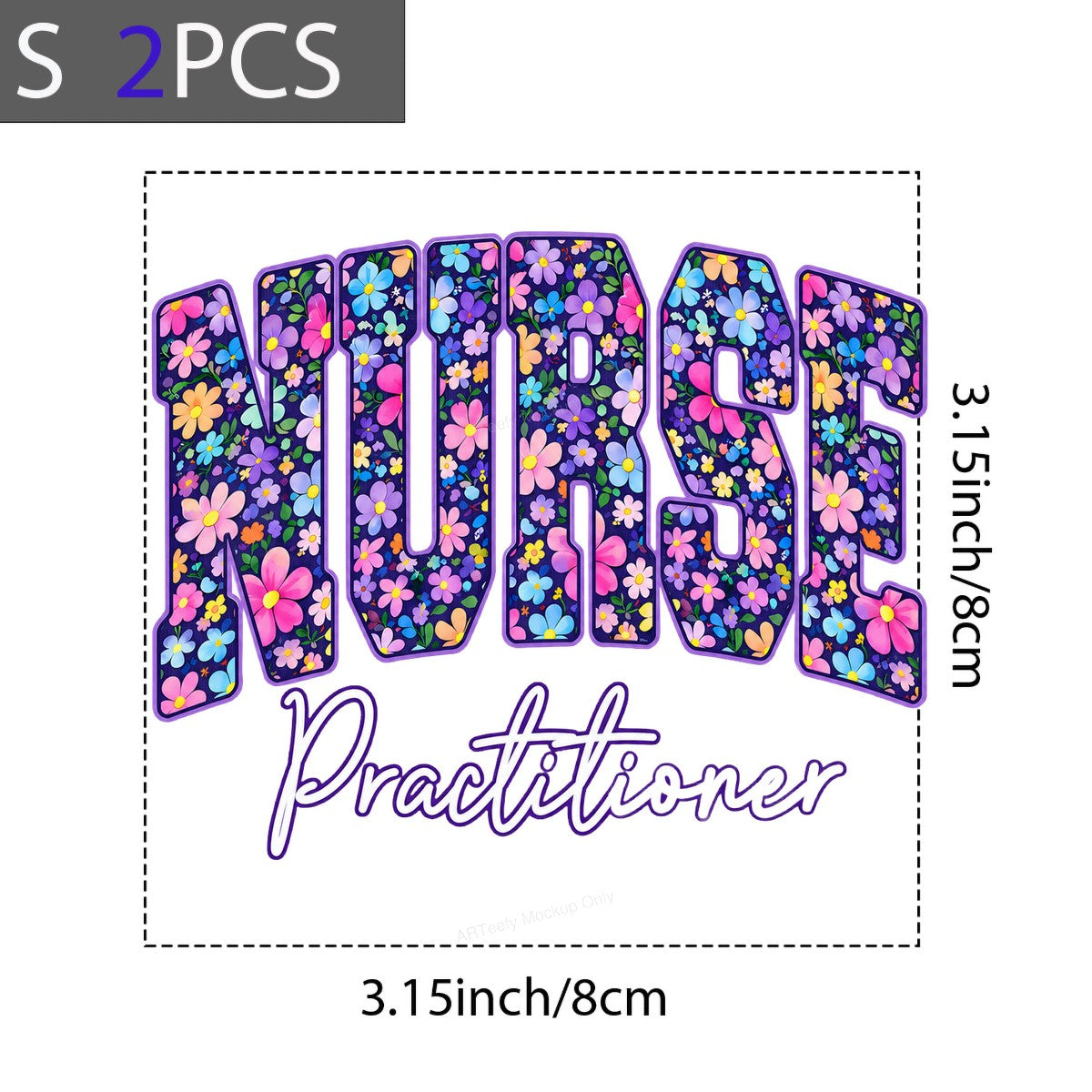 DTF Transfer Nurse Practitioner Floral Block Letter Graphic for T Shirts Hoodies and Gifts - 8