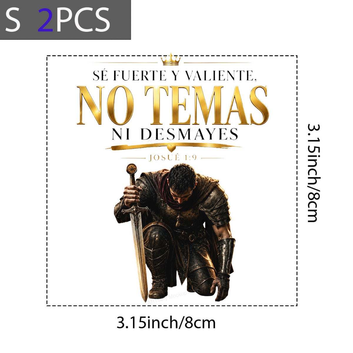 Christian Heat Transfer No Temas Josue 1:9 Warrior With Sword Gold Lettering Graphic for T Shirts Hoodies and Christian Apparel - 8