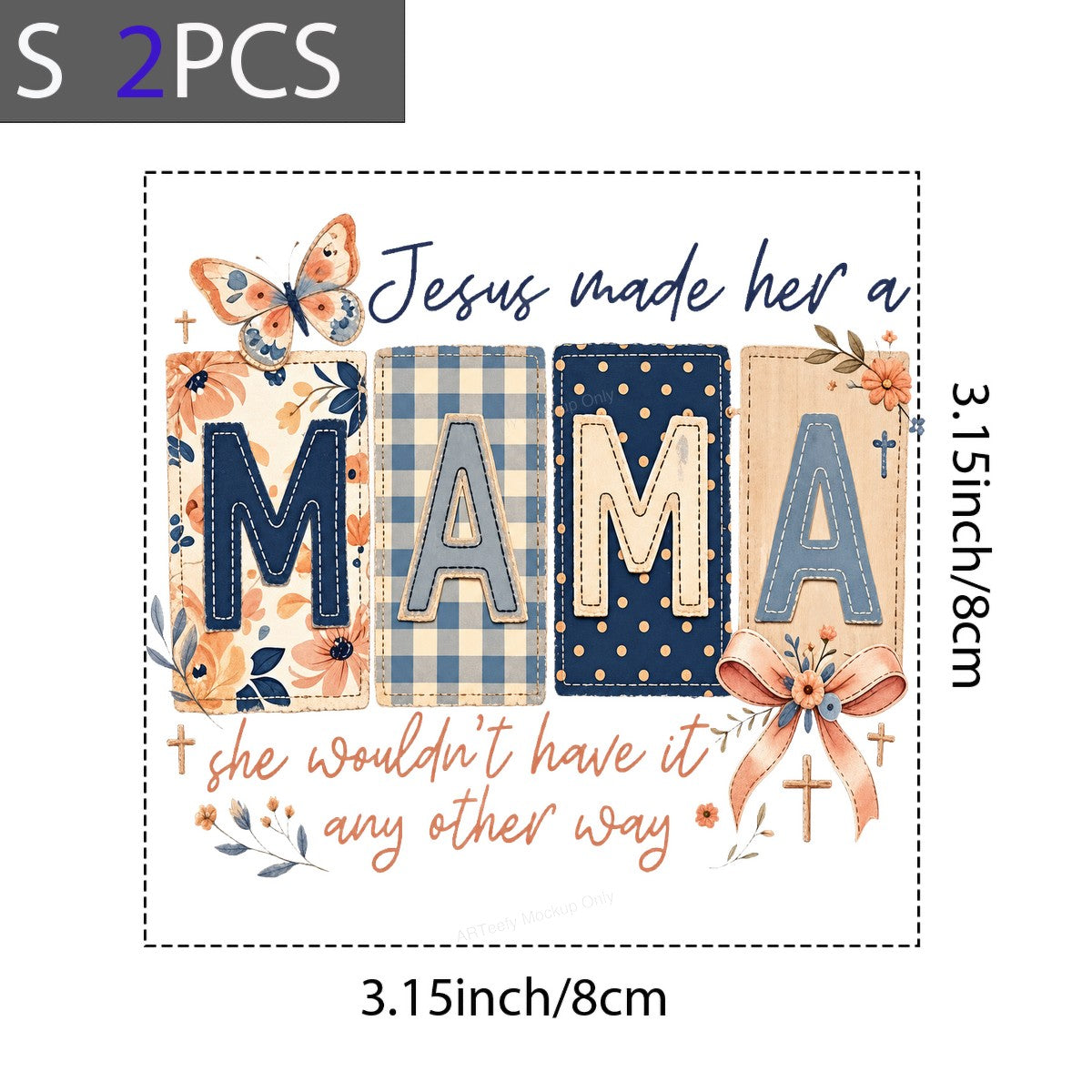 Christian Heat Transfer Jesus Made Her a Mama Patchwork Floral Lettering Graphic for T Shirts Hoodies and Mother’s Day Gifts - 8