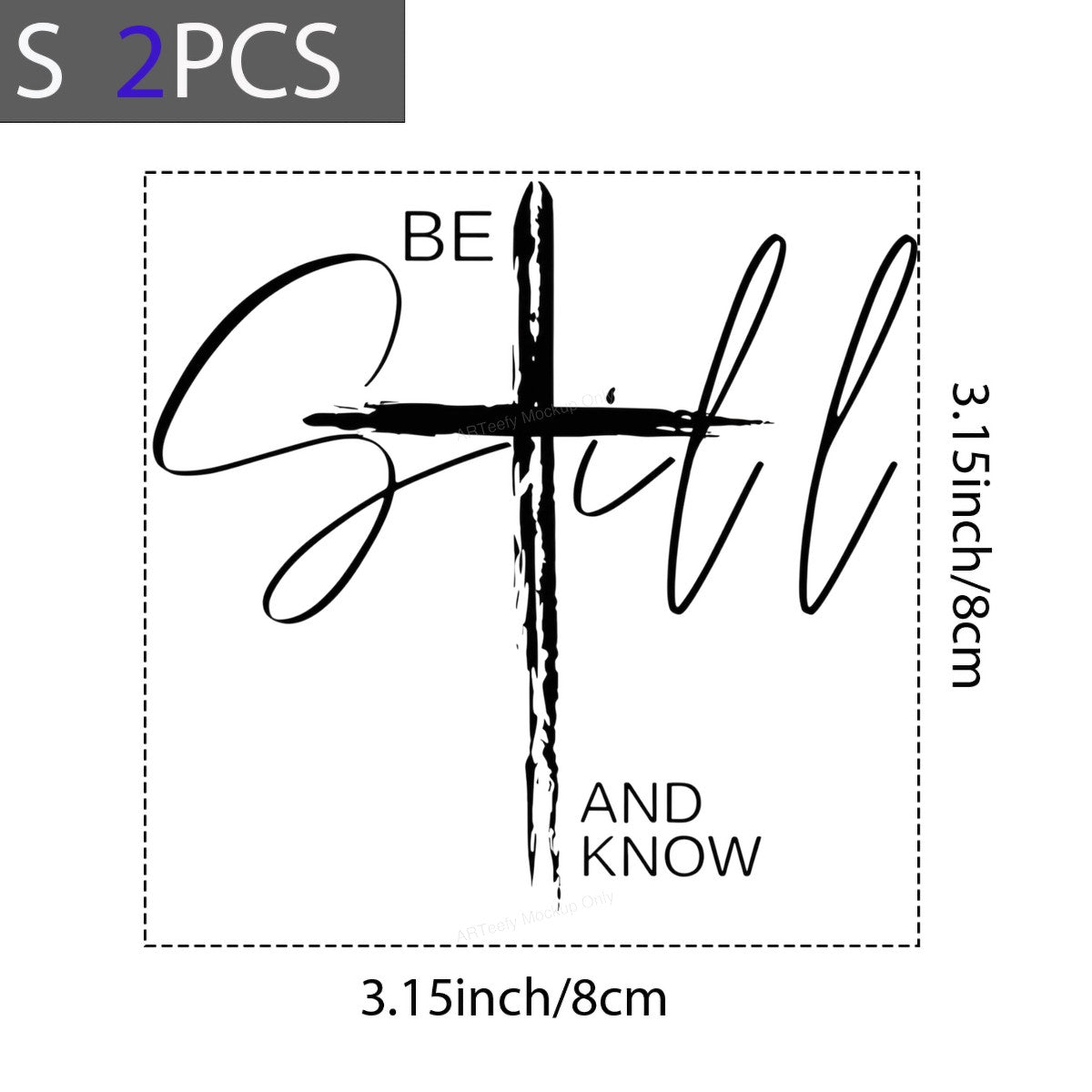 Christian Heat Transfer Be Still and Know Cross Script Graphic for T Shirts Hoodies and Tote Bags - 8