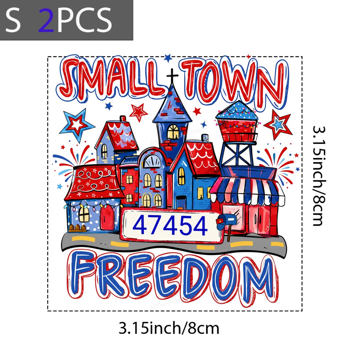 DTF Transfer Small Town Freedom Patriotic Town Graphic for 4th of July T Shirts and Hoodies - 8