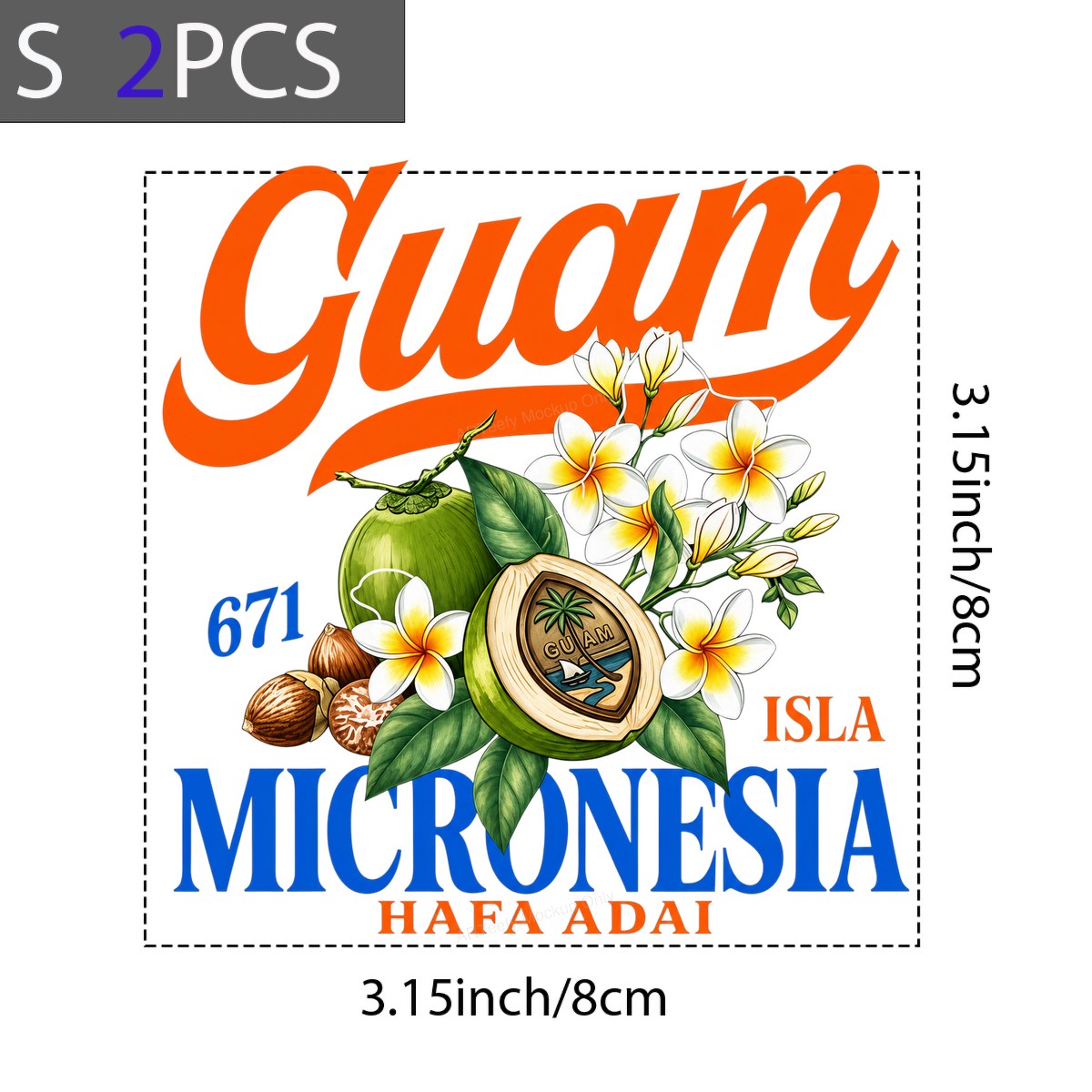 DTF Heat Transfer Guam Micronesia 671 Hafa Adai Tropical Coconut and Plumeria Graphic for T Shirts Hoodies and Travel Apparel - 8