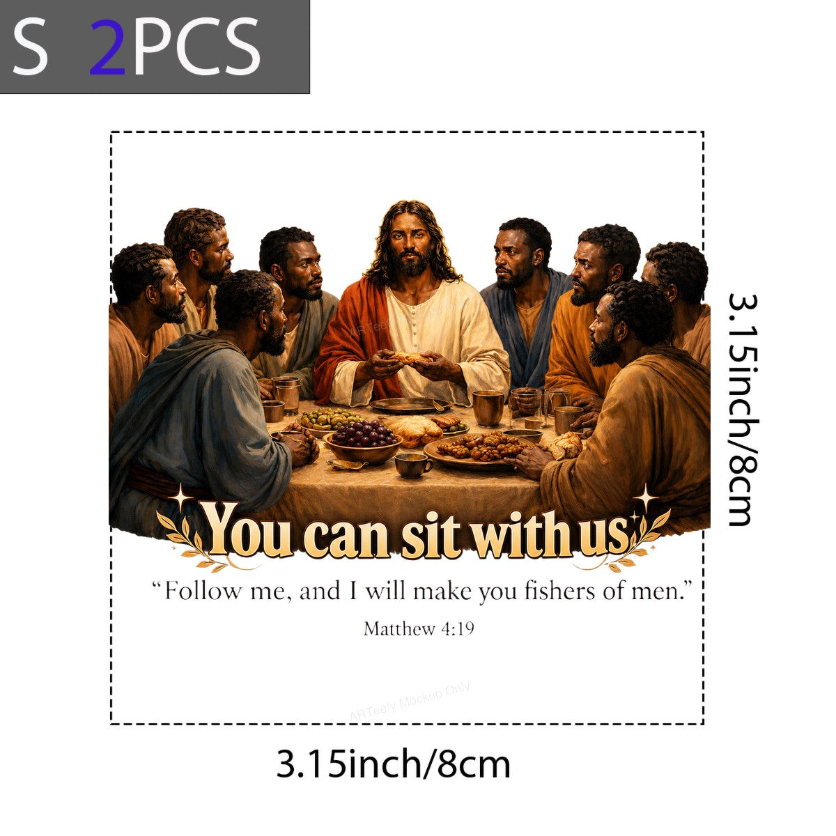 Christian Heat Transfer You Can Sit With Us Last Supper Bible Verse Graphic for T Shirts Hoodies and Christian Apparel - 8