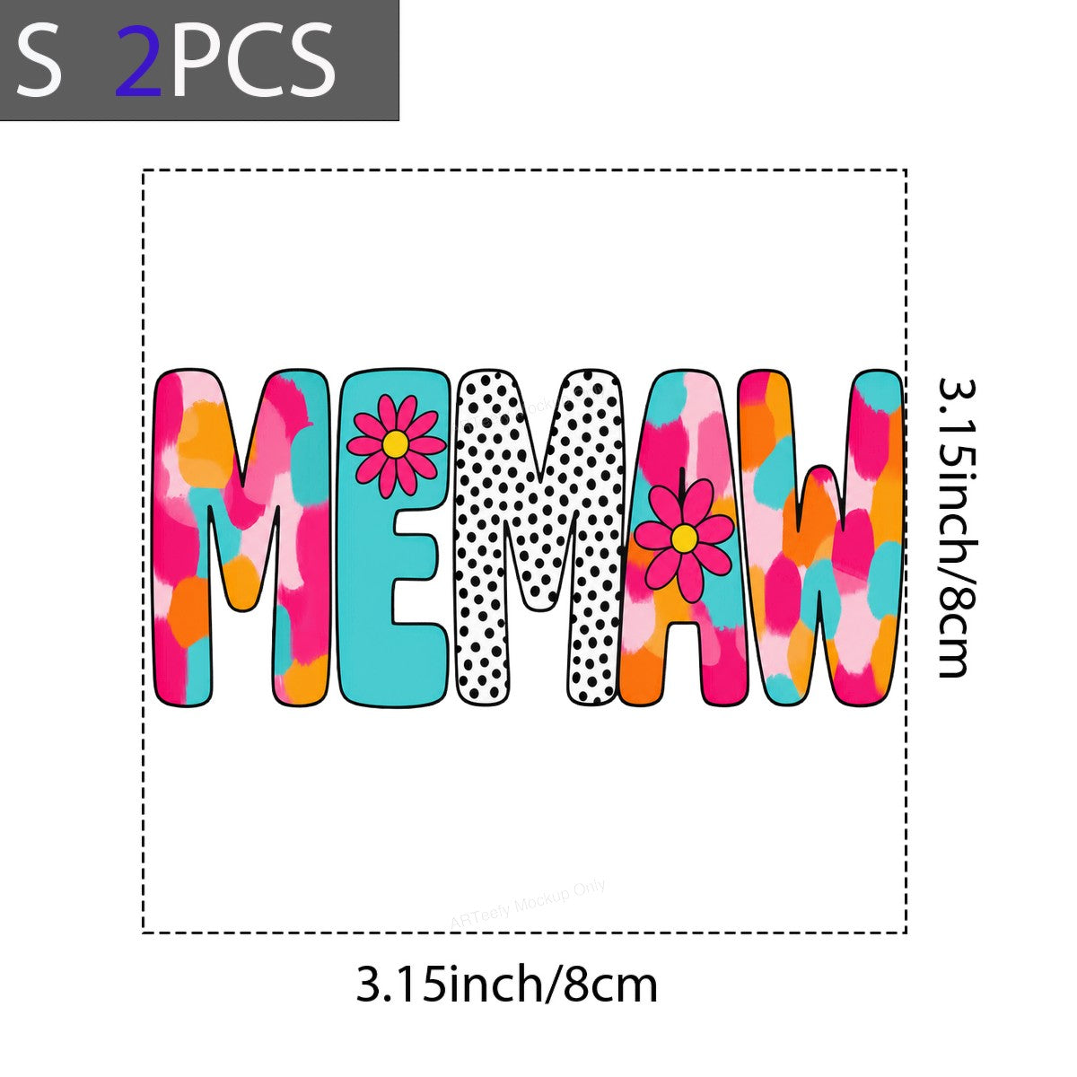 DTF Transfer MEMAW Grandma Colorful Leopard and Polka Dot Floral Graphic for T Shirts Hoodies and Gifts - 8