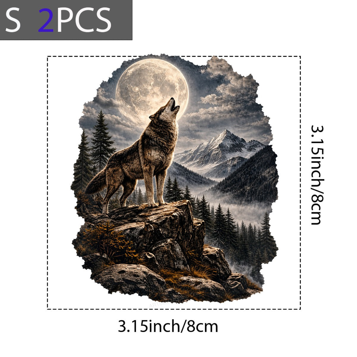 DTF Heat Transfer Howling Wolf Under Full Moon Mountain Landscape Graphic for T Shirts Hoodies and Tote Bags - 8