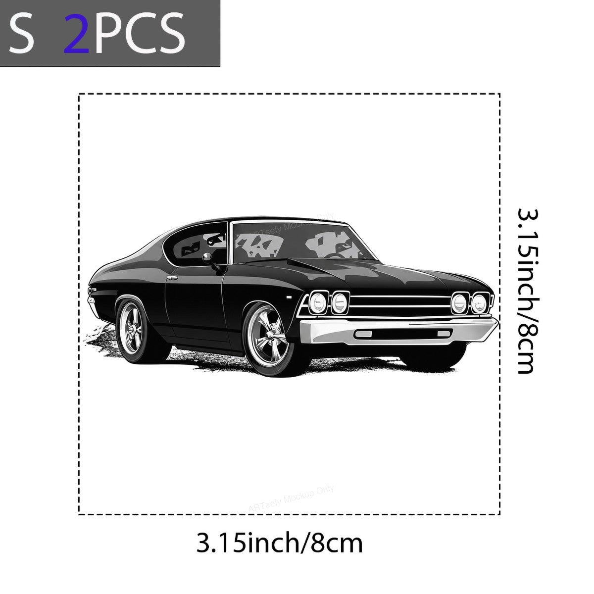 DTF Transfer Classic Black Muscle Car Illustration Graphic for T Shirts Hoodies and Garage Apparel - 8
