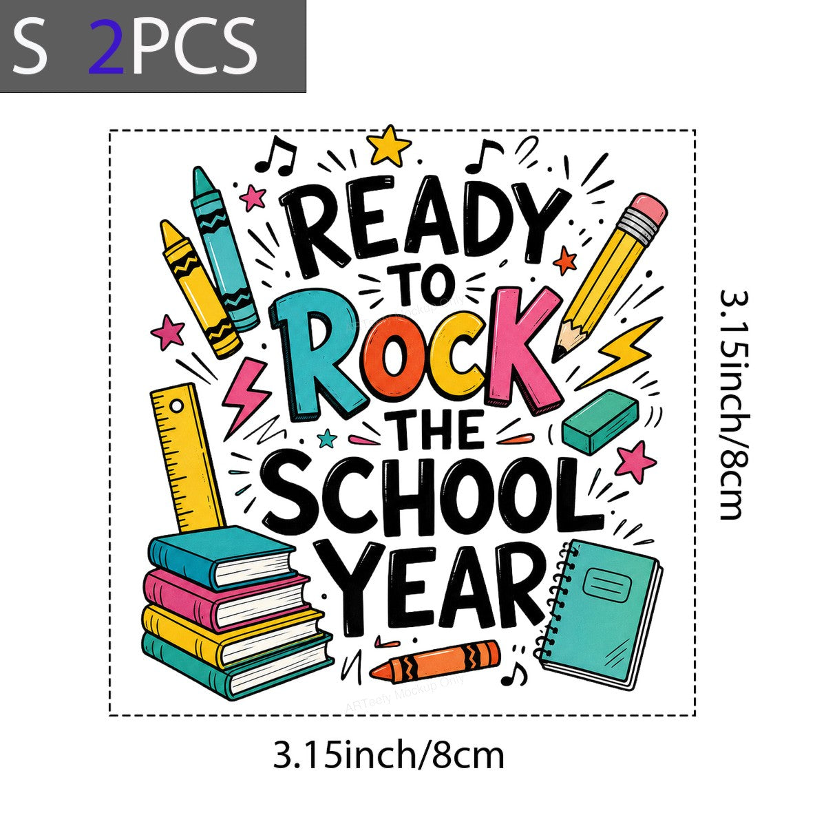 DTF Heat Transfer Ready To Rock The School Year Back To School Crayons and Books Graphic for T Shirts Hoodies and Teacher Apparel - 8