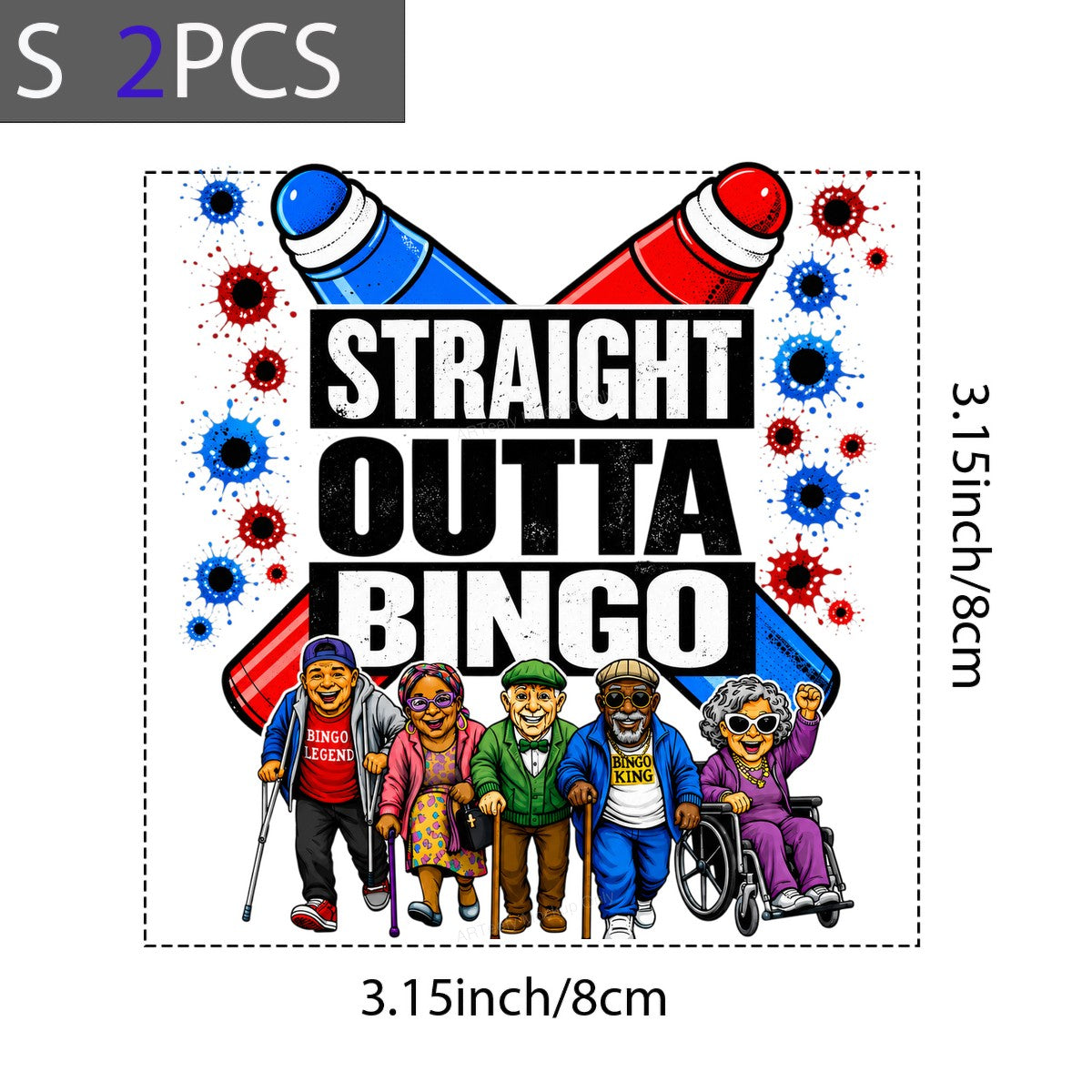 Funny Graphic Transfer Straight Outta Bingo Senior Cartoon Design for T Shirts Hoodies and Gifts - 8