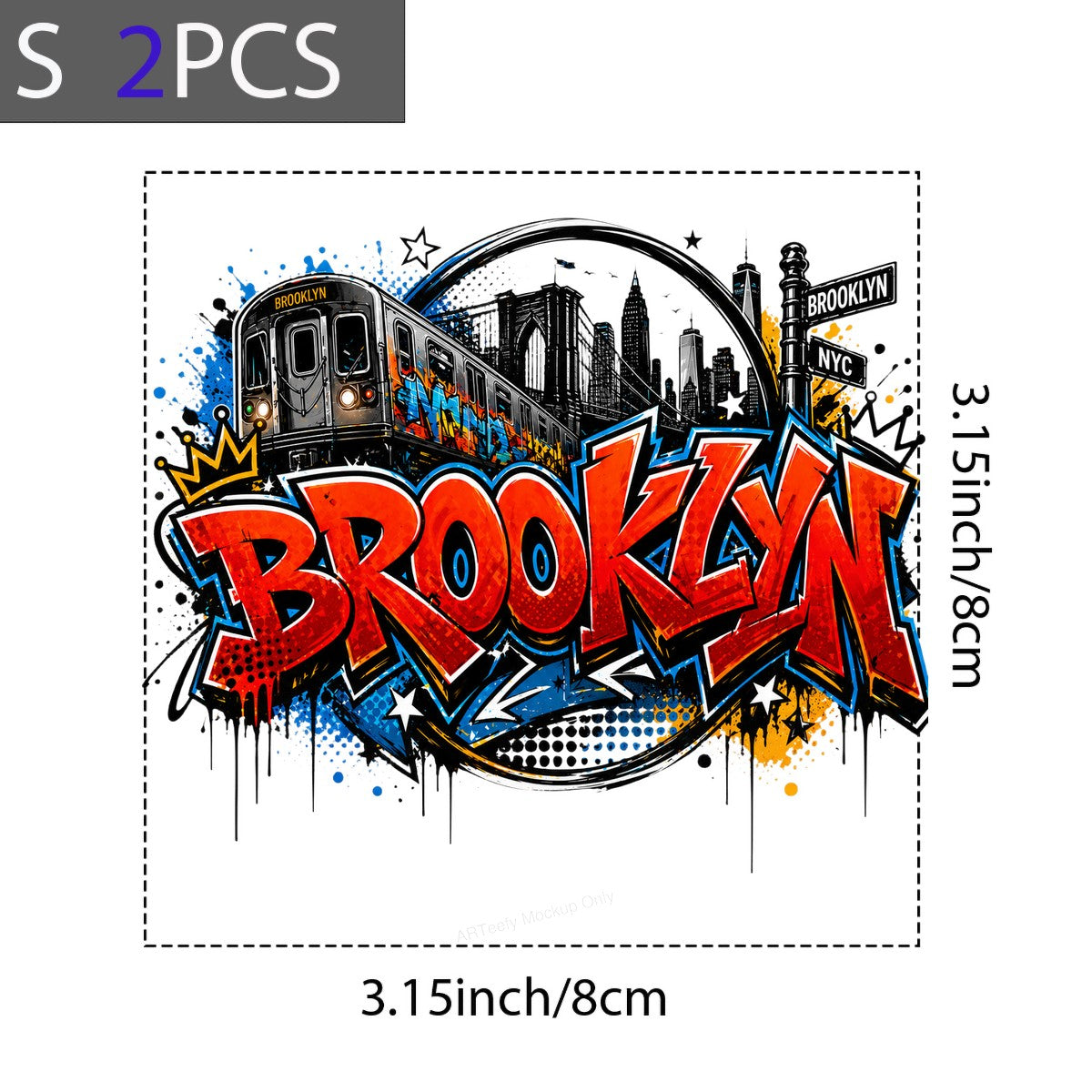 DTF Heat Transfer Brooklyn Subway and Skyline Graffiti Street Art Graphic for T Shirts Hoodies and Tote Bags - 8