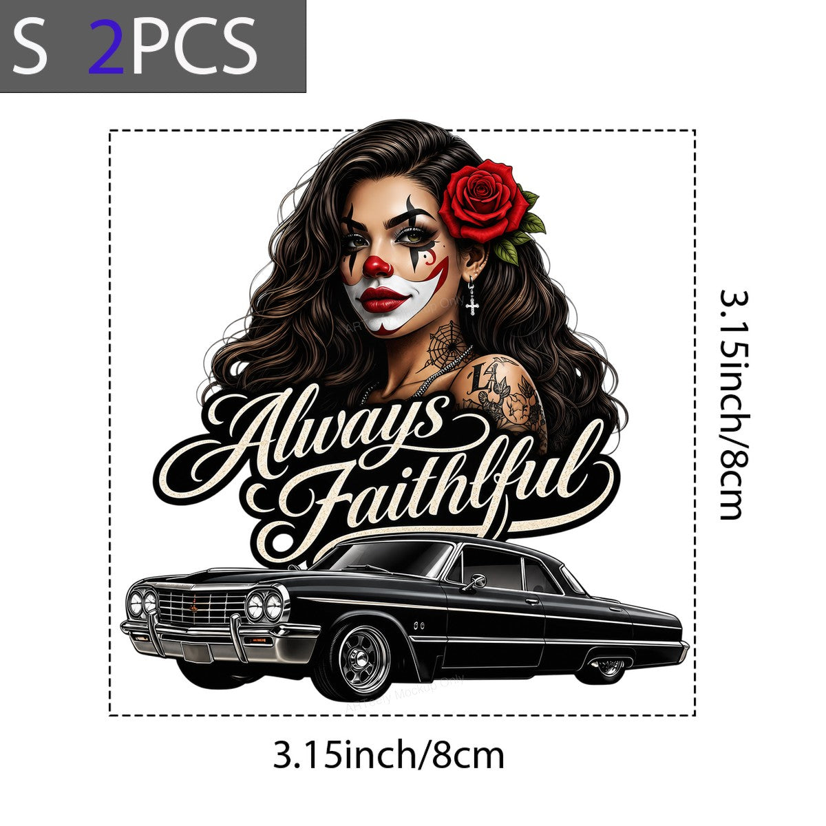 DTF Heat Transfer Always Faithful Chicana Rose and Lowrider Car Graphic for T Shirts Hoodies and Streetwear Apparel - 8
