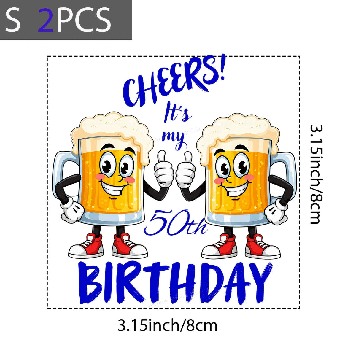 DTF Heat Transfer Cheers It’s My 50th Birthday Beer Mug Cartoon Graphic for T Shirts Hoodies and Party Outfits - 8