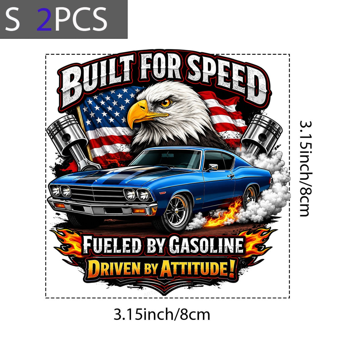 DTF Transfer Built For Speed Muscle Car Eagle American Flag Graphic for T Shirts Hoodies and Garage Wear - 8