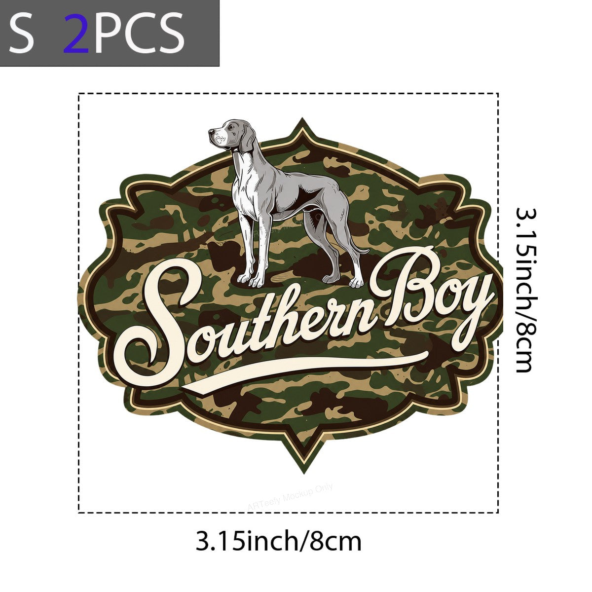 DTF Heat Transfer Southern Boy Hunting Dog Camo Badge Graphic for T Shirts Hoodies and Tote Bags - 8
