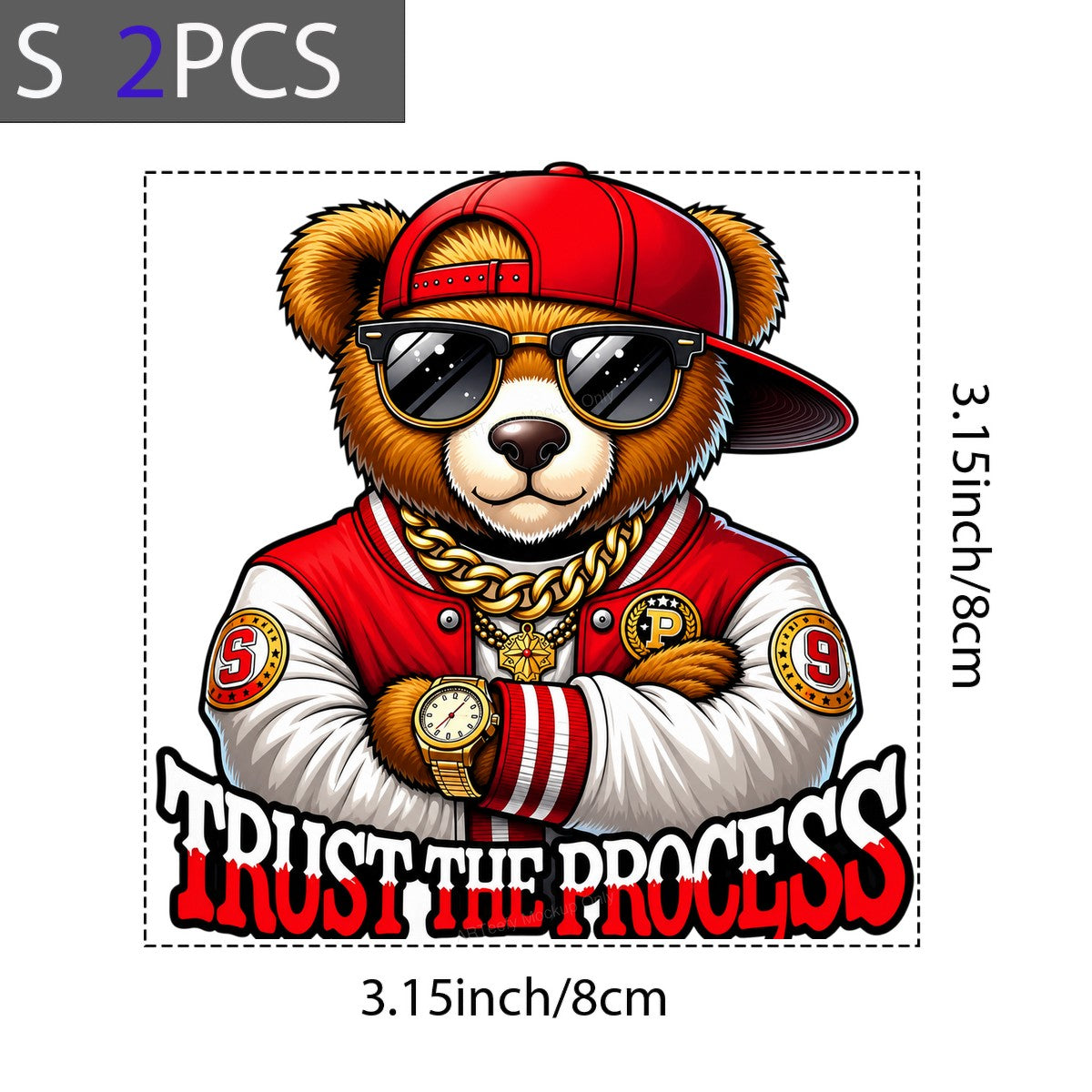 DTF Transfer Trust The Process Cool Bear in Varsity Jacket Graphic for T Shirts Hoodies and Streetwear Apparel - 8