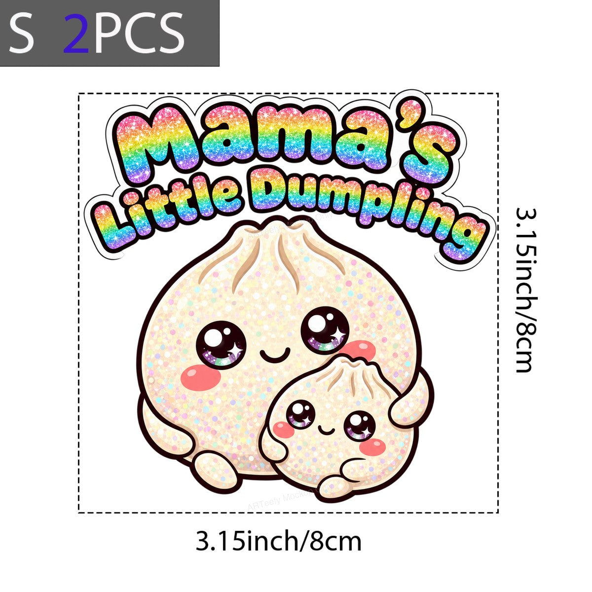 DTF Transfer Mama’s Little Dumpling Rainbow Glitter Kawaii Dumpling Graphic for T Shirts Hoodies and Gifts - 8