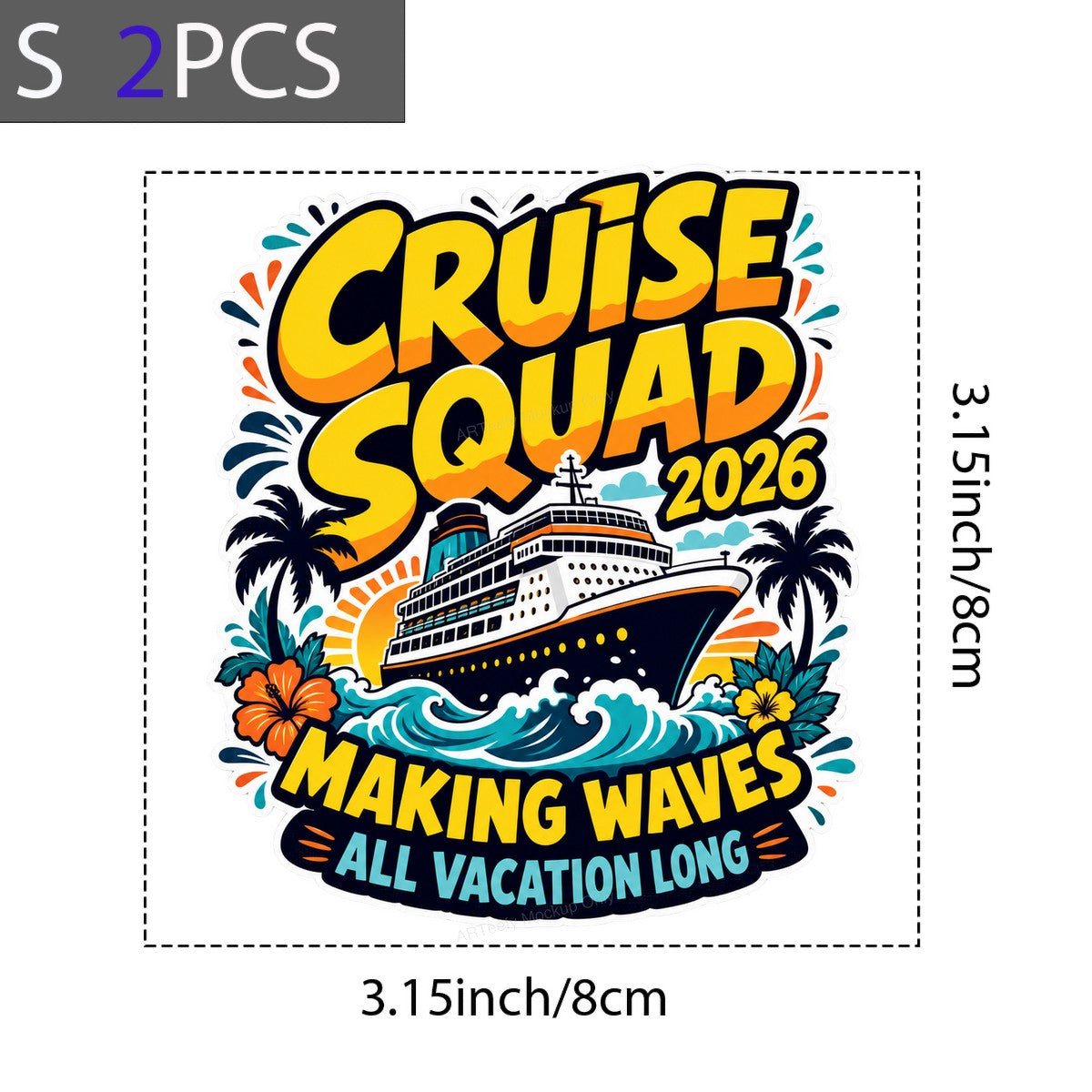 DTF Heat Transfer Cruise Squad 2026 Making Waves Cruise Ship Graphic for T Shirts Hoodies and Vacation Apparel - 8