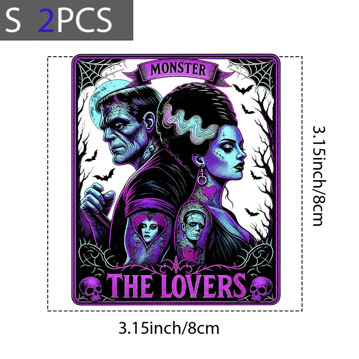 DTF Heat Transfer Monster The Lovers Gothic Horror Couple Graphic for T Shirts Hoodies and Halloween Apparel - 8