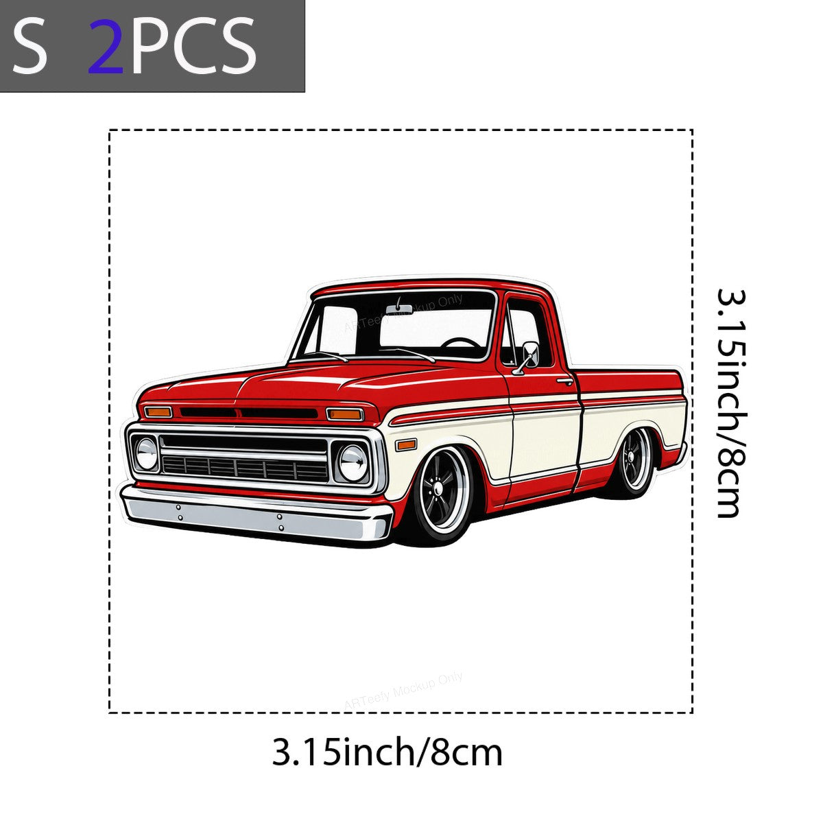 DTF Heat Transfer Classic Red Lowrider Pickup Truck Cartoon Graphic for T Shirts Hoodies and Car Enthusiast Gifts - 8