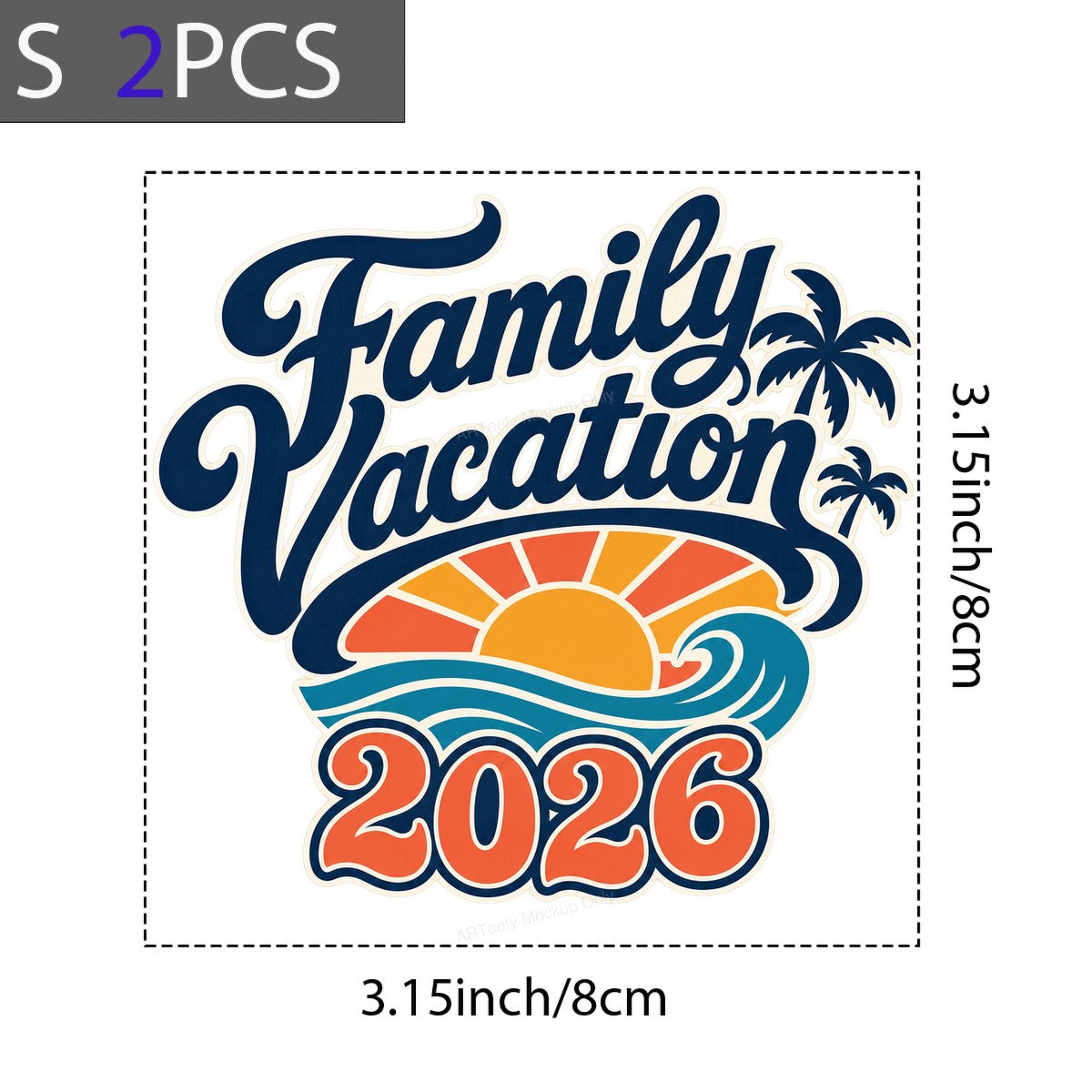 DTF Heat Transfer Family Vacation 2026 Sunset Beach Wave Graphic for T Shirts Hoodies and Tote Bags - 8