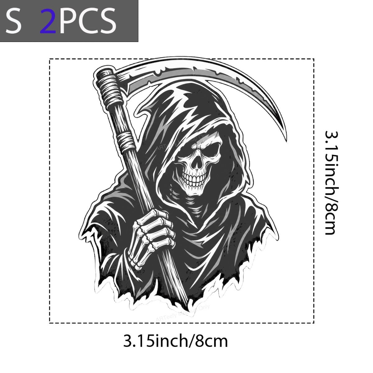 DTF Heat Transfer Grim Reaper with Scythe Dark Hooded Skull Graphic for T Shirts Hoodies and Streetwear Apparel - 8