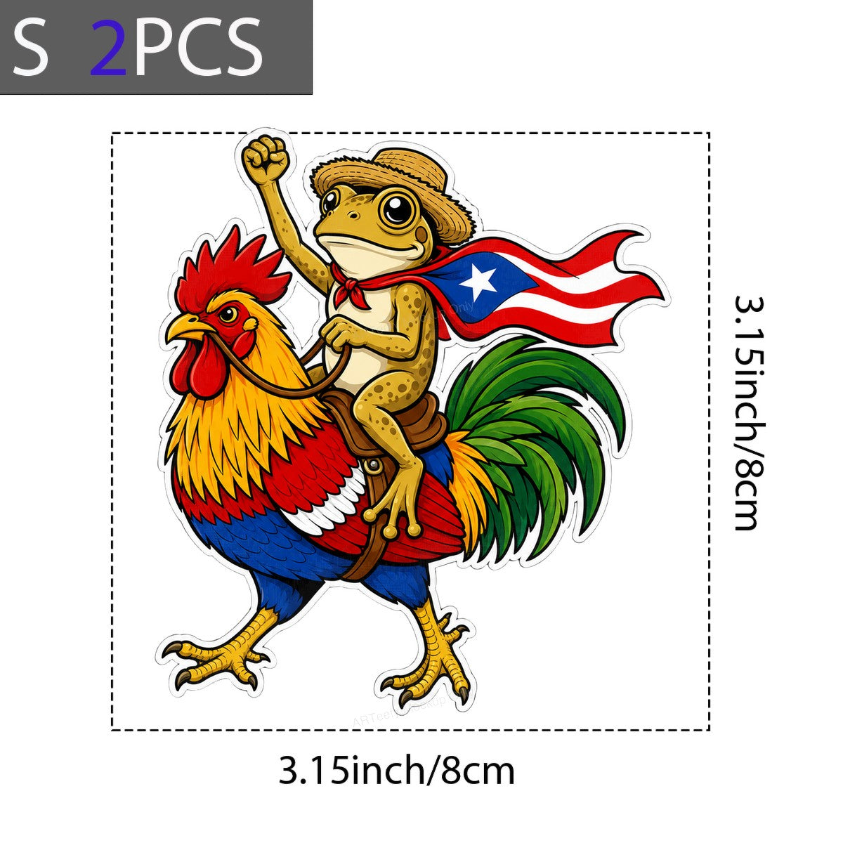 DTF Heat Transfer Puerto Rico Flag Coqui Frog Riding Rooster Cartoon Graphic for T Shirts Hoodies and Tote Bags - 8