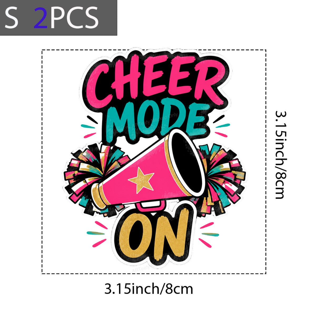 DTF Transfer Cheer Mode On Megaphone and Pom Poms Graphic for T Shirts Hoodies and Game Day Apparel - 8