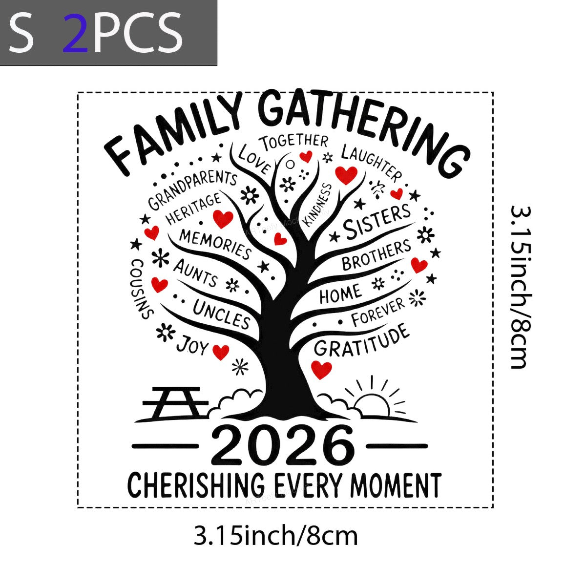 DTF Transfer Family Gathering 2026 Cherishing Every Moment Tree Graphic for Reunion T Shirts Hoodies and Tote Bags - 8