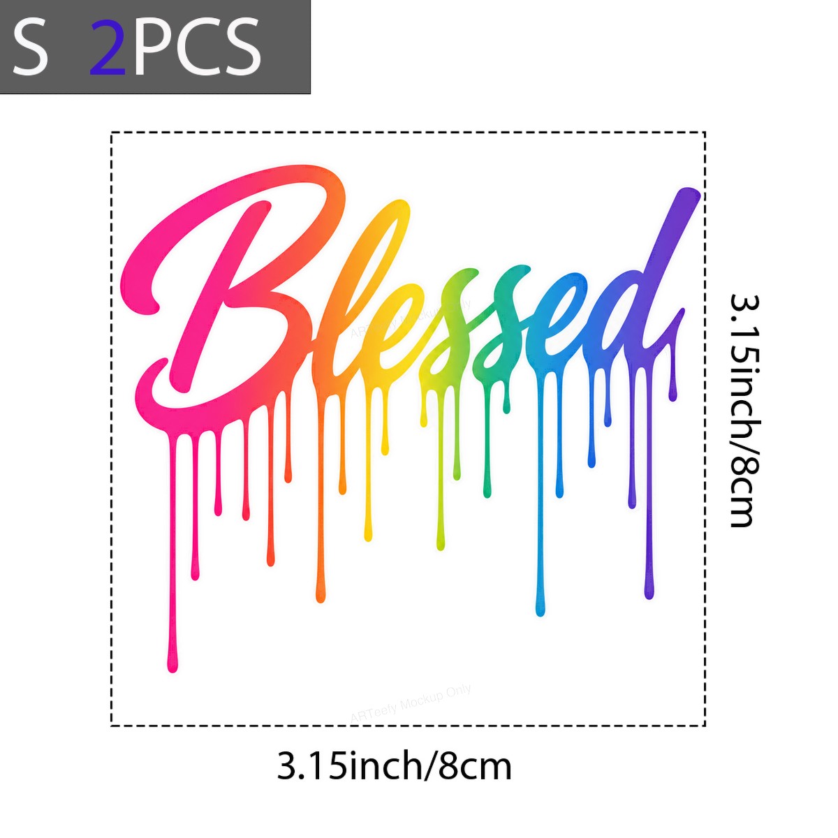 Christian Heat Transfer Blessed Rainbow Dripping Text Graphic for T Shirts Hoodies and Tote Bags - 8