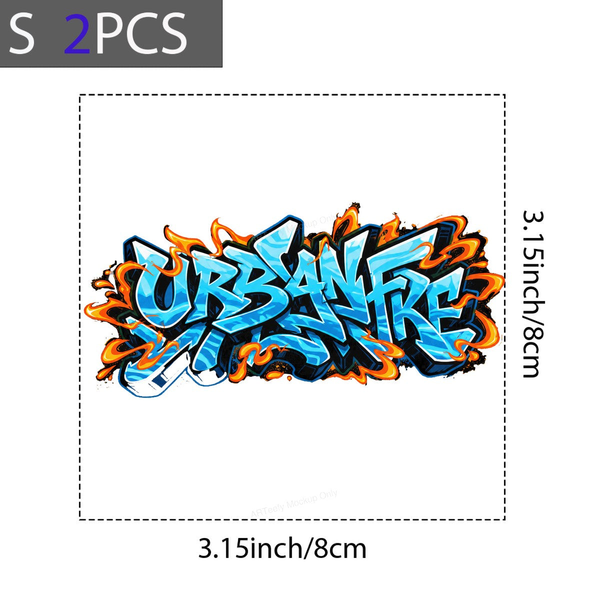 DTF Heat Transfer Urban Fire Graffiti Text Blue Flame Street Art Graphic for T Shirts Hoodies and Tote Bags - 8