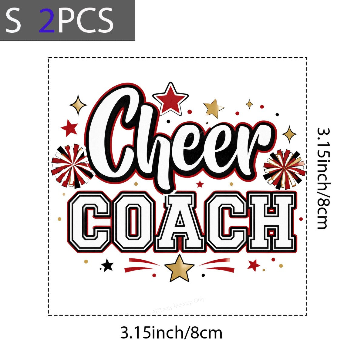DTF Transfer Cheer Coach Pom Pom and Star Graphic for T Shirts Hoodies and Game Day Apparel - 8