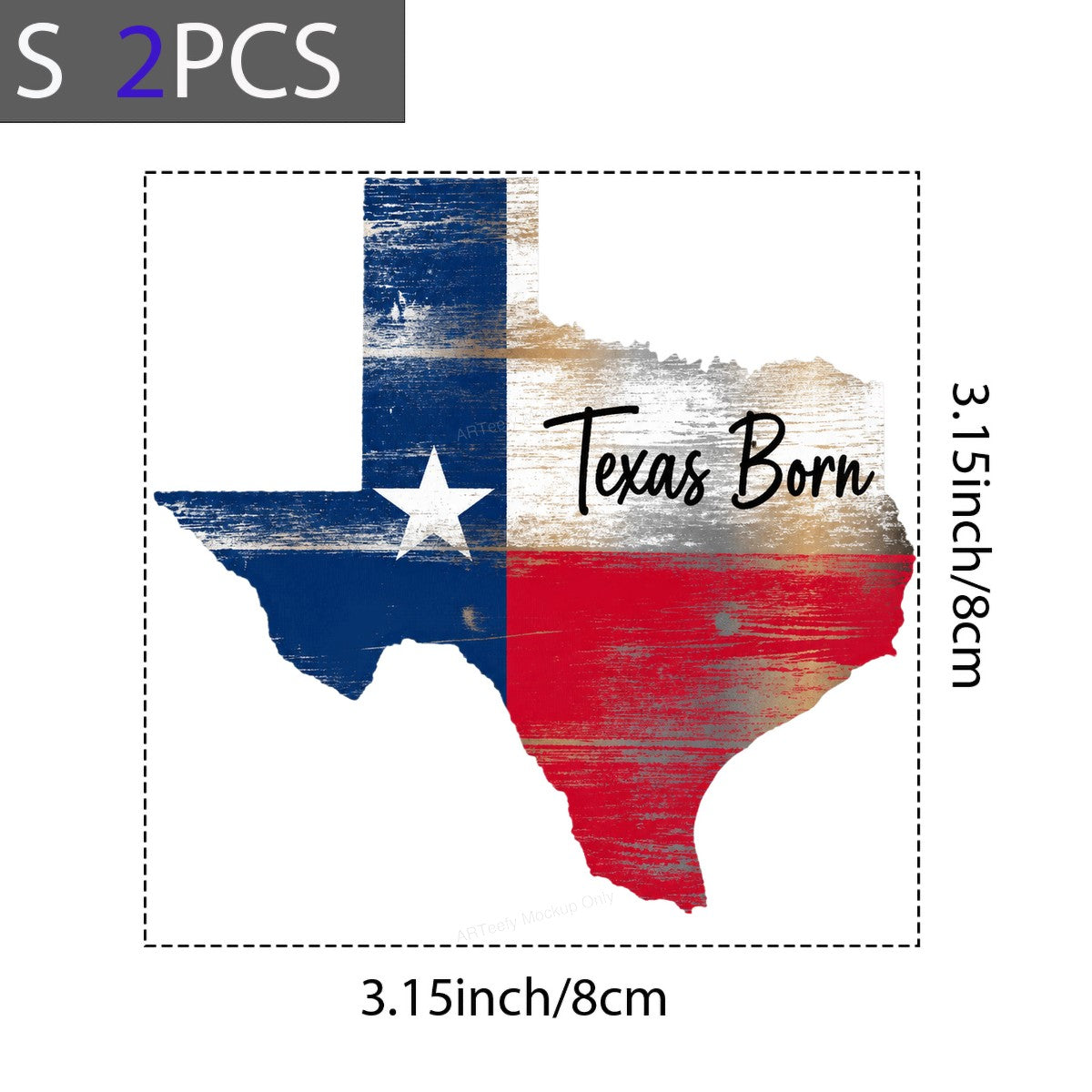 DTF Heat Transfer Texas Born State Flag Rustic Graphic for T Shirts Hoodies and Tote Bags - 8